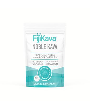 FijiKava Noble Kava Kava Capsules 600mg Kavalactones Per Serving Natural Relaxation & Sleep Support Supplement Vegan & Non-GMO 60-Count Premium Piper Methysticum Extract for Calm & Stress Relief Noble Kava Vegan 60