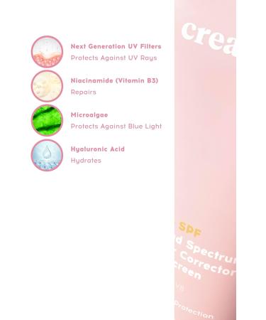cream co. 50+ SPF Broad Spectrum Color Corrector Sunscreen for Sensitive Skin Dry & All Skin Types Sunscreen Moisturiser Face Sun Cream spf 50 Protect from UVA-UVB Rays Easily Absorbed Vegan 50ml 50+ SPF Corrector Sunscreen - Buy Online on GoSupps.com