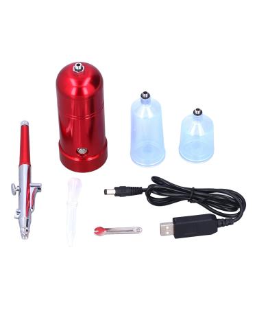 Facial Steamer Rechargeable and Portable High Pressure Oxygen Spray with Compressor 0.3mm Nozzle Micro Mist Skin Hydrator Essential Water Infusion Facial Spa Treatment Red