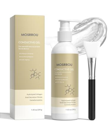MOSRROU Microcurrent Conductive Gel Hydrating Collagen Leave-On Primer for Face Conductivity Gel with Hyaluronic Acid Snail Mucin Centella Asiatica Fragrance-Free Paraben-Free Work with Facial Device