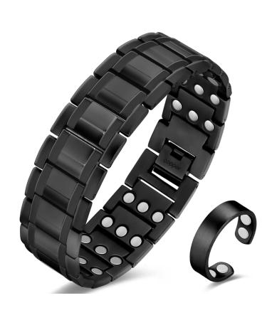 Vicmag Copper Bracelet for Men Copper Magnetic Bracelet Ultra Strength Double Row Magnetic Brazaletes with Adjustment Tool & Gift Box (3 Row Black)