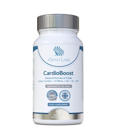 CardioBoost 90 Capsules a Precise Balance of CoQ10 D-Ribose Acetyl L-Carnitine B Vitamins & Medium Chain Triglycerides for Normal Heart Function and to Reduce Tiredness & Fatigue