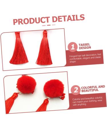 Beavorty 15 Pairs Tassel Hair Ball Hair Clip Chinese Hair Stick Hanfu Hair Clip Kids Hair Barrettes Hair Accessories for Girls Girl Child Modeling Artificial Fur Tassel Fur Ball Red - Buy Online on GoSupps.com