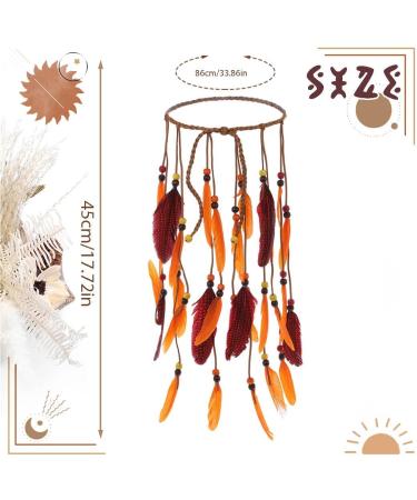 IYOU Boho Feather Headbands Orange Hippie Headpiece Tassel Headdress Gypsy India Hair Accessories for Women and Girls - Buy Online on GoSupps.com