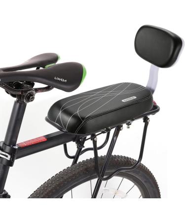 Lixada Bicycle Back Seat with PU Leather Soft Cushion - Black | Rear Rack Seat for Children with Back Rest - Buy Online on GoSupps.com