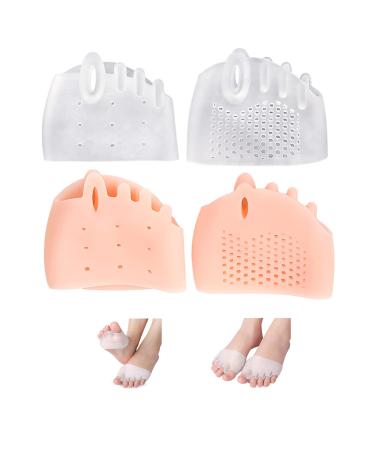 Metatarsal Pads  Ball of Foot Cushions  Gel Toe Separators  Toe Spacers  Toeless Forefoot Sleeves Pads for Metatarsalgia  Mortons Neuroma  Calluses  Bunion  Blisters  Corn  Foot Pain Relief (2 Pairs)