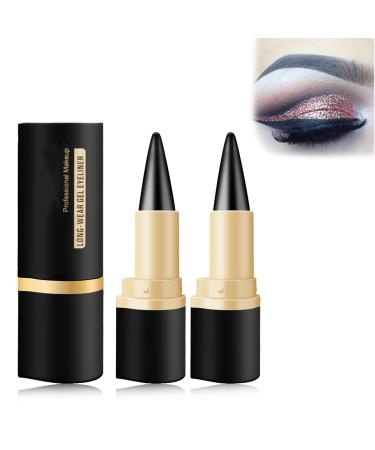 2 Pieces Black Eye Liner, Waterproof Black Eye Liner, Black Eye Pencil, Gel Eyeliner Makeup, Quick-Drying Matte Eyeliner, Suitable for Daily Long-Lasting Eye Makeup (Black)