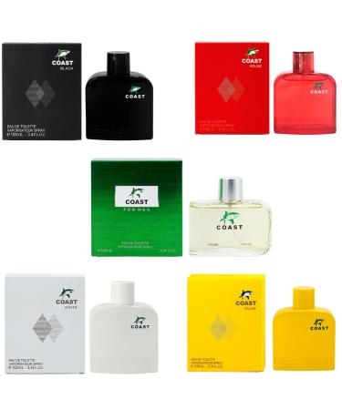 Coast Cologne for Men (3.4oz/100ml x 5Pcs) Eau de toilette Pack of 5pcs Fragrance for Men Coast 0.68 Fl Oz (Pack of 5)