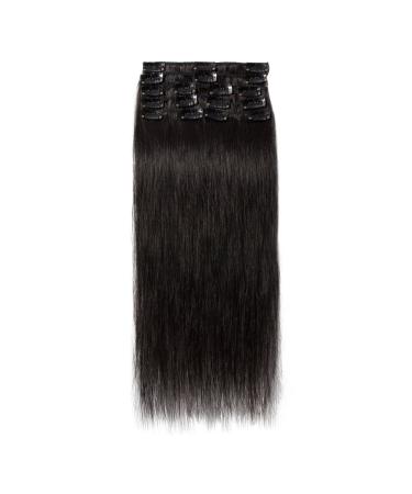 Real Hair Clip-in Extensions | 8 Wefts Light Heat Resistant Straight Natural Black #1B - 22 (56cm) | 75g Premium Quality - Buy Online on GoSupps.com