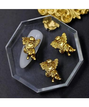 10pcs Baroque Angel Baby Nail Charms - 3D Embossed Cupid Charms for DIY Manicure - Gold Nail Accessories - Buy Online on GoSupps.com