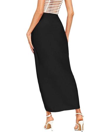 Sanahy Women's Black Wrap Maxi Skirt - Casual Boho Summer Beach Style - Buy Online on GoSupps.com