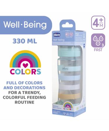 Chicco Baby Bottle Well-Being 330ml | Fast Flow Silicone 4M+ - Orange | International Shipping Available - Buy Online on GoSupps.com