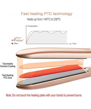 Culwad 2 in 1 Ceramic Hair Straightener and Curling Iron with LCD Display - Adjustable Temperature, Dual Voltage, Gold - Buy Online on GoSupps.com