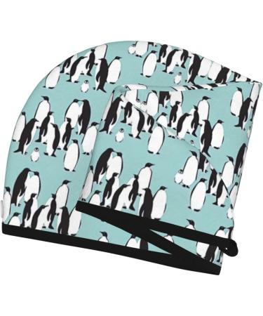 Cute Penguins Coral Velvet Dry Hair Cap | Unisex Wet Towel Wrap | Perfect for Bathroom Pool Party Beach & Home - Buy Online on GoSupps.com