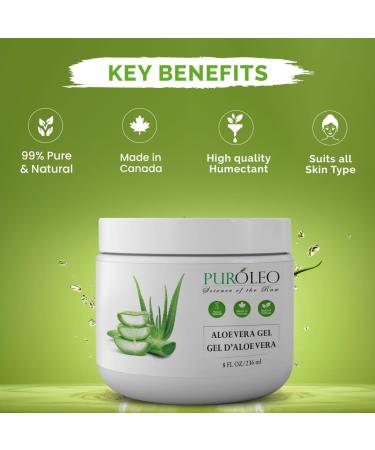 PUROLEO Aloe vera gel 8 Fl Oz/236 ML (Made in Canada) aloe vera gel for face aloe vera gel for hair aloe vera gel for skin Made from aloe vera gel Explore the Goodness - 100% Pure Aloe Vera Gel - Your Go-To for Natural Beauty and Wellness! 236 ml (Pack of - Buy Online on GoSupps.com