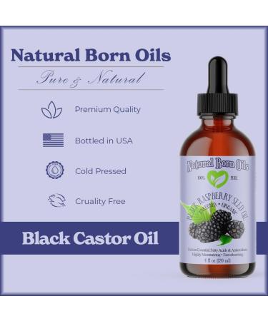 Natural Born Oils Black Raspberry Seed Oil 8oz Organic Cold-Pressed Antioxidant-Rich Skin Rejuvenation Hair Vitality - Buy Online on GoSupps.com