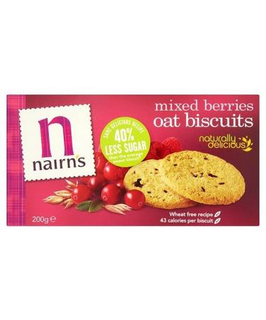Nairn's Oat Biscuits, Mixed Berries, 7.1 Ounce Boxes
