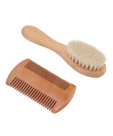 Baby Hairbrush  Prevent Lacteal Scab Double Sides Comb Practical Soft Natural Goat Bristles Baby Hair Brush for Infant