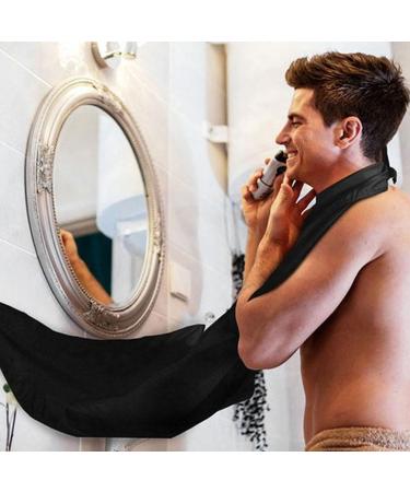 Black Shaving Bib with 2 Suction Cups - Men's Salon Care Smock for Face Trimming and Hair Cutting - Buy Online on GoSupps.com