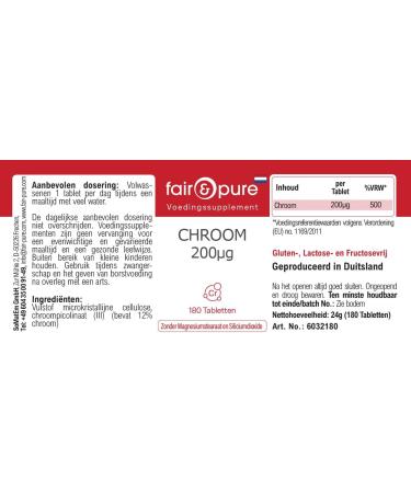 SoMatEm Fair & Pure Chromium Tablets 200 g 180 tablets vegan food supplement without additives made in Germany - Buy Online on GoSupps.com