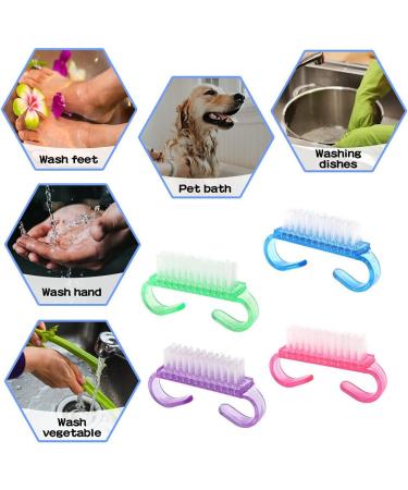 4 Pcs Colorful Handle Nail Brushes Set for Cleaning Nails - Small Nail Scrubbing Brush - Fingernail Brushes - Plastic (Blue Green Pink Purple) - Buy Online on GoSupps.com