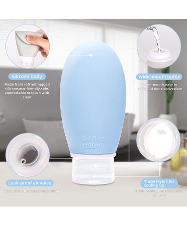Bwren 3.4 oz Travel Bottles - TSA Approved Silicone BPA Free (Pack of 4) - Refillable Cosmetic Containers for Toiletries and Makeup - 100ml - Buy Online on GoSupps.com