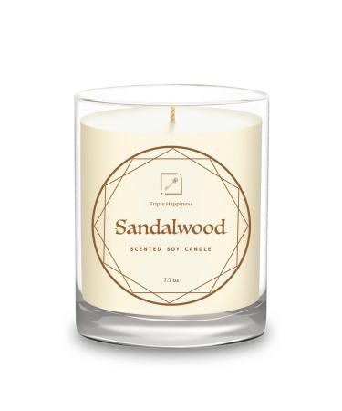Pure Soy Scented Candles Home Fragrance Natural Soy Wax Long Lasting & Stress Relief Room Decor Candles for Home 7.7oz (Sandalwood)