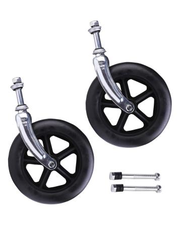 Wheelchair Wheels Wheelchair Front Castor 8inch Wheelchair Replacement Wheels with Fork Rollator Walker Replacement Front Wheels with 1/2" Bearings (Color : Grey)(Black)
