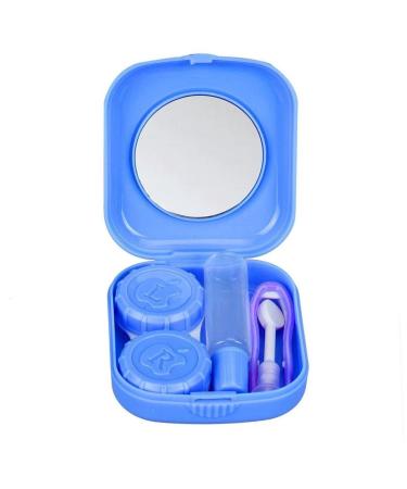 Polytree Portable Travel Kit Mirror Box Contact Lens Case Holder - Blue one size Blue
