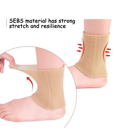 Ankle Gel Sleeves - Padded Compression Socks for Men & Women | Ankle Support for Sports Pain Relief & Swelling - Beige (1pc - Buy Online on GoSupps.com