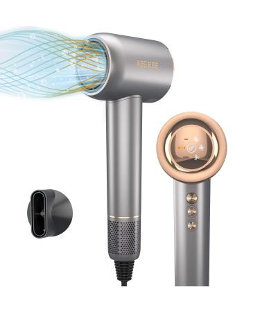 High Speed Hair Dryer with 110 000 RPM Brushless Motor for Fast Drying Pro Plasma Blow Dryer Compact Hair Dryer with Magnetic Nozzle Low Noise Dryer for Home Sliver