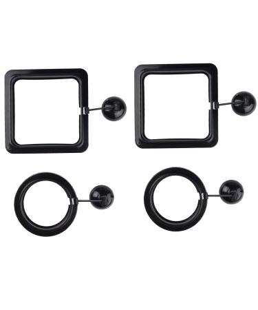 Zelerdo 4 Pack Aquarium Fish Feeding Ring with Suction Cup, Square and Round Shape, Black