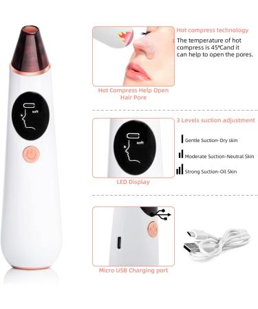 Blackhead Remover Pore Vacuum with Camera - Acne Extractor, Hot Compress, WiFi HD Camera, 4 Probes, 3 Adjustable Suction, USB Rechargeable | Suitable for All Skin Types - Buy Online on GoSupps.com