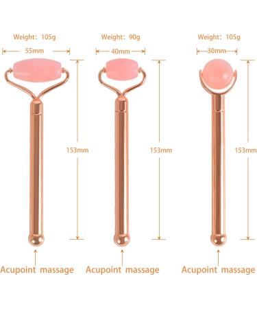 Jade Roller Set with 3 Replaceable Heads | 100% Real Jade & Rose Quartz Facial Tools | Gold Handle Anti-Aging Eye Bag Massage Kit - Buy Online on GoSupps.com