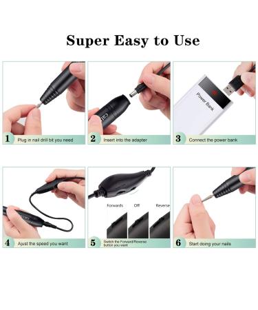 Cattino Electric Nail Drill Machine for Acrylic Nails - Professional USB Nail File for Manicure & Pedicure - Black - Buy Online on GoSupps.com