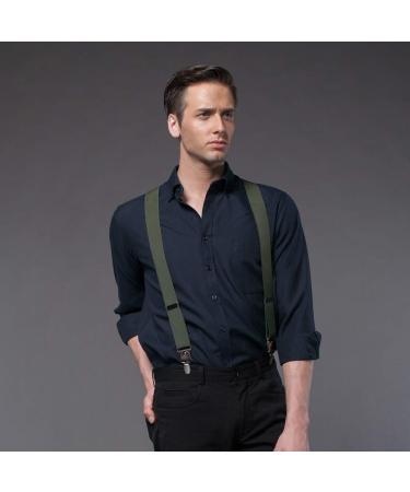 Kangdai Men's Hard-Wearing Braces with 4 Leather Clips & Wide Elastic Carriers Light Green Pants Accessories - Buy Online on GoSupps.com