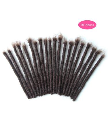 Real Hair Dreadlock Extensions - 20 Strands Handmade Crochet Locs (8 inch Dark Brown) - Buy Online on GoSupps.com