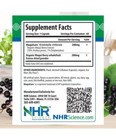 NHR Science MaquiCare 400mg - Premium Maqui Berry Extract for Inflammatory Response & Antioxidant Protection | Shop Internationally - Buy Online on GoSupps.com