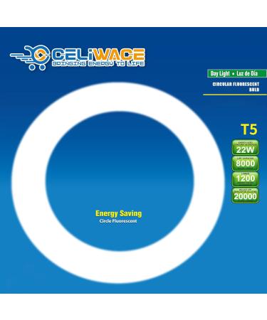 Celiwace 7 inch T5 22W Circular Fluorescent Bulb FCL Round Light Replacement for Zadro Floxite Rialto Makeup Magnifying Vanity Mirror Daylight 2 Pack - Buy Online on GoSupps.com