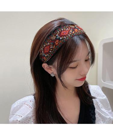 Vintage Headband Wide Embroidery Hair Band Retro Ethnic Headdress for Women Girl Vintage Headband - Buy Online on GoSupps.com