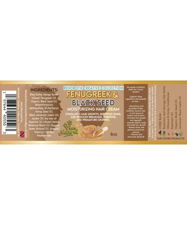 Rehoboth Creative Collection Fenugreek & Black Seed Hair Cream - 100% Natural Moisturizer for Hair Growth Shine & Damage Repair (8 oz.) - International Shipping Available - Buy Online on GoSupps.com