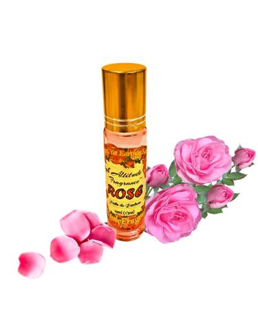 ROSE Perfume Oil - All-Natural Essential Oil Fragrance - Huile de Parfum - Bulgarian Damask Rosa Damascena Petals Otto Tea Rose De Mai - Roll On Roller Ball - Party Travel Guest Favors Gifts - 10ml aroma of mixed freshly cut roses with soft floral slight 