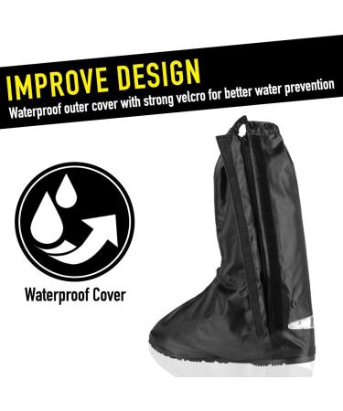 Comfecto Water Resistant Motorcycle Boot Shoe Covers Men 10-11 | Reflective Heels, Zipper & Elastic Bands | Outdoor Hiking, Camping, Fishing - Buy Online on GoSupps.com