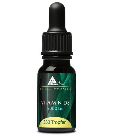 BIOTIKON Gouttes de vitamine D3 v g tarienne selon Dr. med. Michalzik - Sans additifs - Vitamine D3 5 000 UI - Gouttes de 10 ml
