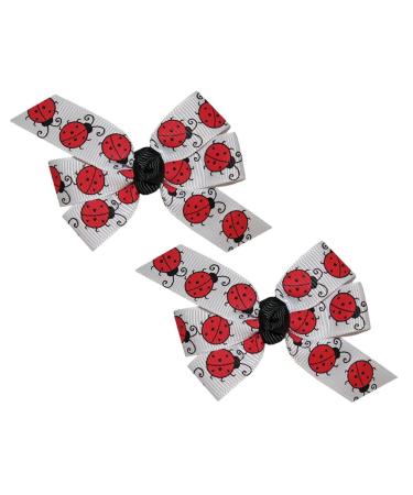 WD2U Baby Girl Set of 2 Ladybug Pigtail Hair Bows Alligator Clips