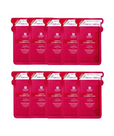 Leaders Mediu Amino Brightening & Clearing Facial Sheet Mask | Vitamin C Lotus Extract for Acne Scars Hyperpigmentation Dark Spots Even Skin Tone (10 Sheets) 10 Count (Pack of 1) Clearing Mask