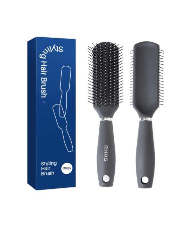 RHOS Hair Brush for Men-Detangler Hair Brush for Styling/Detangling/Blow drying-Nylon Bristle Brush for Wet&Dry Hair-Row Hair Brush for All Hair Types(1 Pack-Gray)