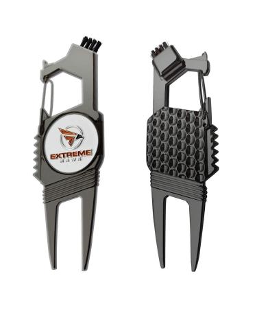 EXTREME HAWK Golf Divot Repair Tool  7 in 1 Multipurpose Golf Tool  Lightweight and Compact Golf Tool Set  Golden Silver and Black  Durable and Sturdy Golf Gadgets  Ideal Gift for Golf Lovers