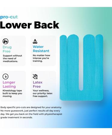 Spidertech Kinesiology Tape for Lower Back Pain Relief - Professional Pre-Cut Cotton - 4 Pack - Ideal for Athletes & Sports Therapists - Buy Online on GoSupps.com