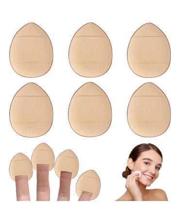 6 Pieces Finger Powder Puff Makeup Mini Powder Puff Soft Powder Puff for Foundation Concealer Cosmetic Foundation Sponge Mineral Powder Wet Dry Makeup Tool (Natural) A-Yellow